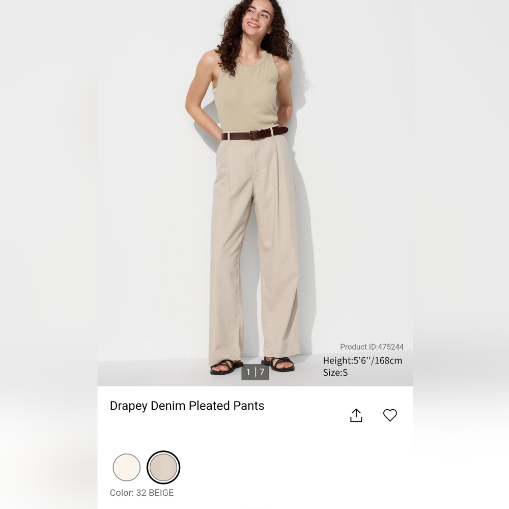 Uniqlo Drapey Denim Pleated Pants